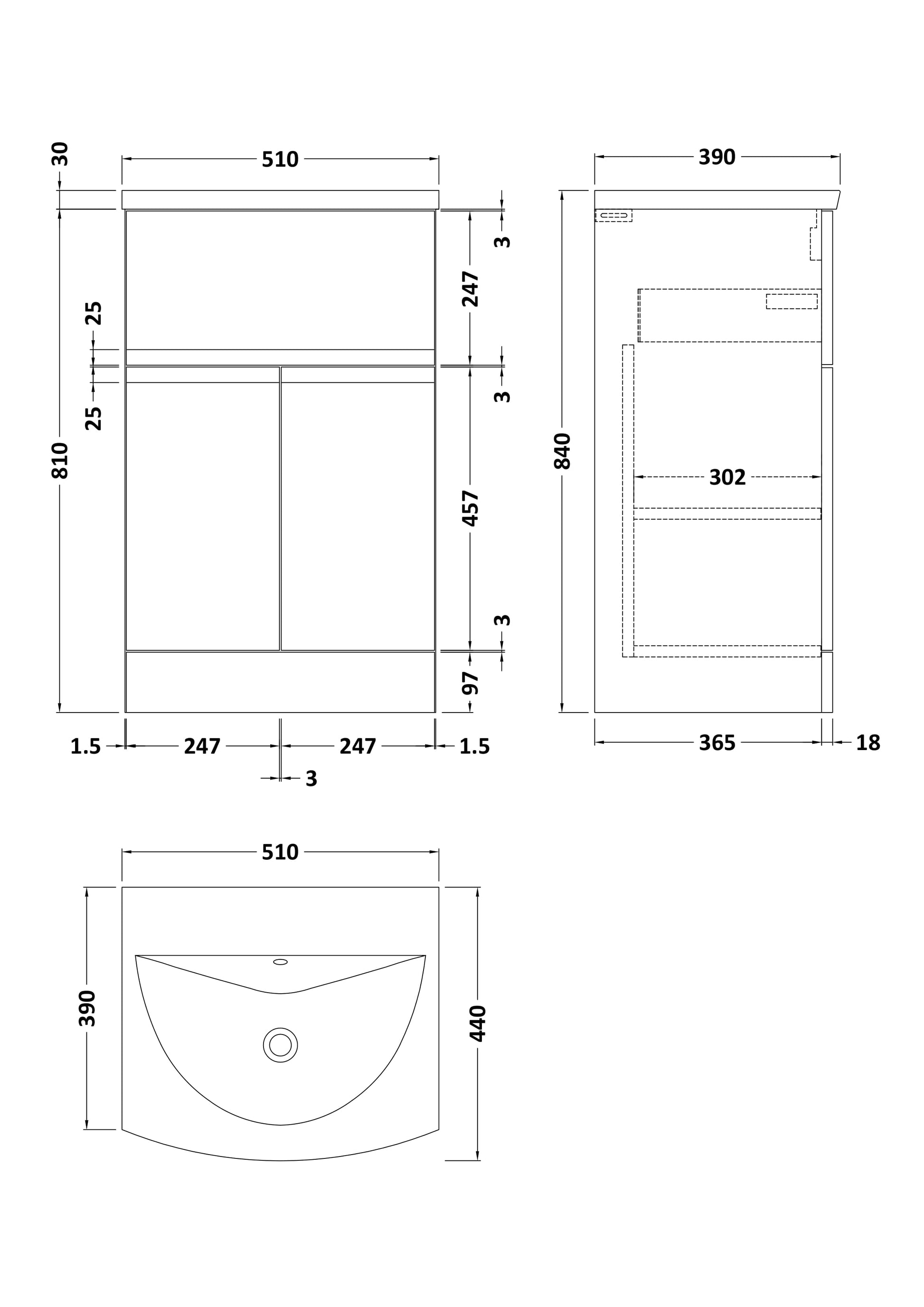 Hudson Reed Urban 510mm Satin Blue 2 Door 1 Drawer Floor Standing Vanity Unit with Curved Ceramic Basin