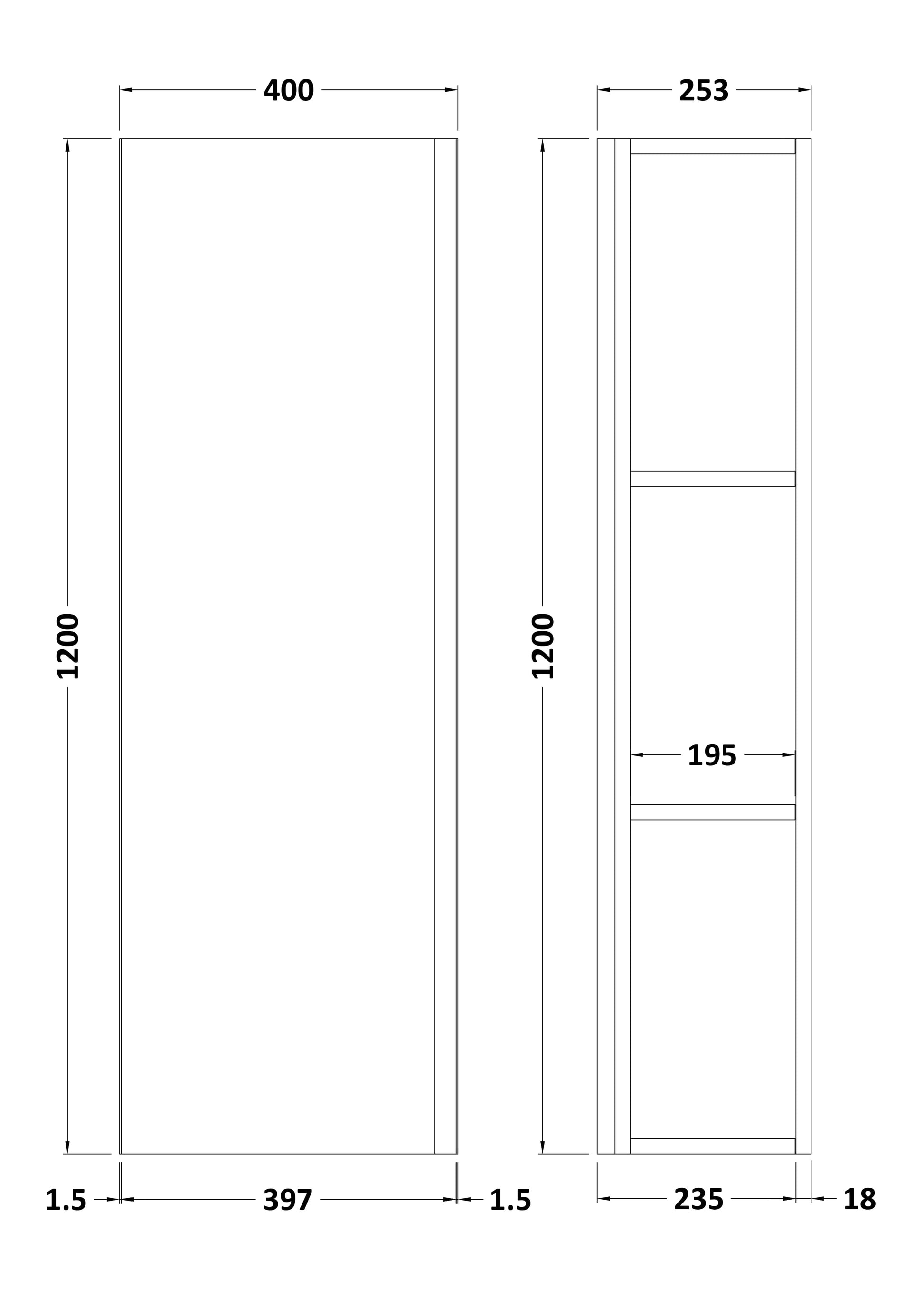 Hudson Reed Urban 400mm 1 Door Satin Blue Wall Hung Tall Cabinet