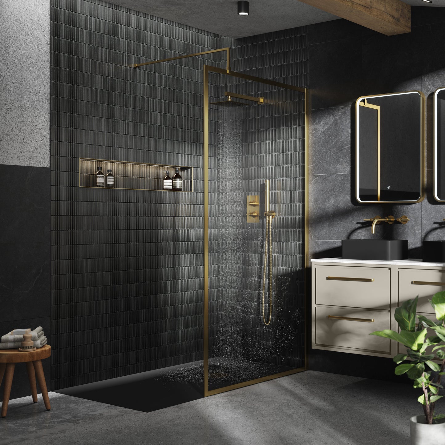 Full Outer Frame Wetroom Screens Full Outer Frame Wetroom 8mm Toughened Safety Glass Screen & Support Bar 1950mm x 700mm x 8mm