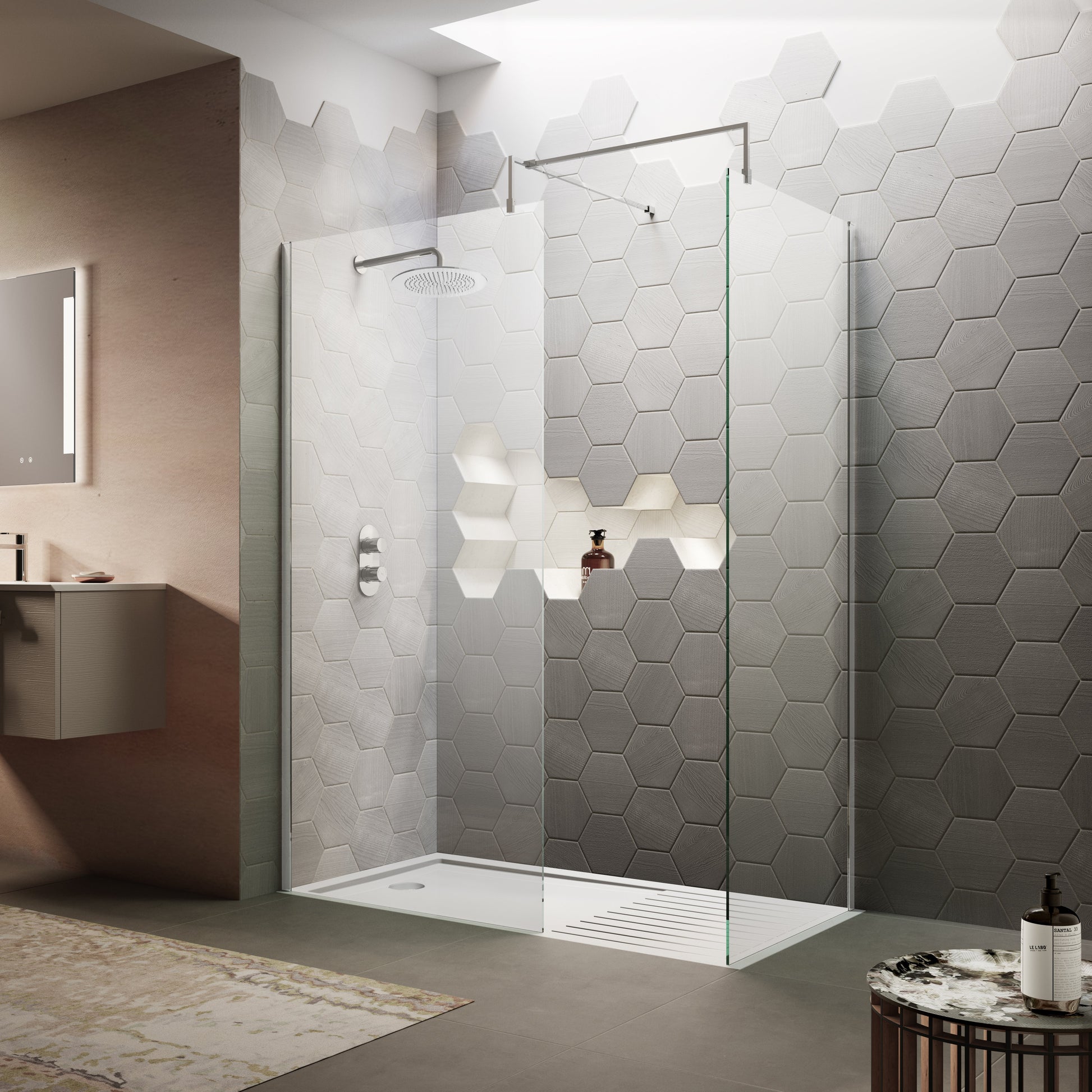 1200mm Wetroom Screen & Support Bar